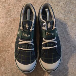 Vintage Polo Ralph Lauren Shoes Mens 11.5 D Plaid Check Sneakers Great Shape!